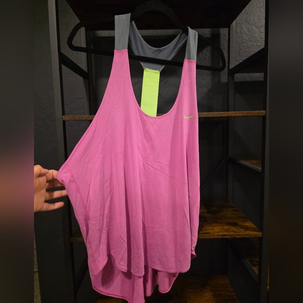 Nike Women's Pink and Gray Tank Top